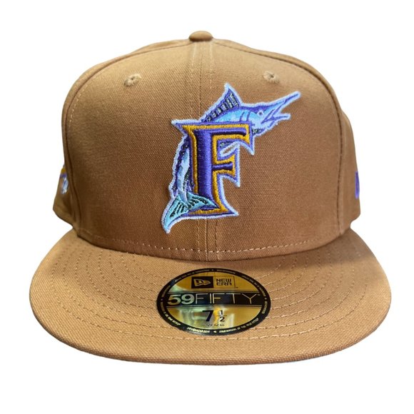 New Era Florida Marlins Khaki Pack Fitted Hat 97 World Series Patch - Picture 4 of 12